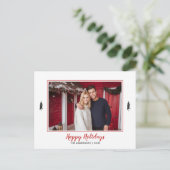 Rustikales Rotes & Weißes Gingham Flannel Weihnach Ankündigungspostkarte (Stehend Vorderseite)