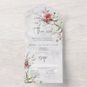 Rustikales Rotes Winter Berries & Boho Cotton Cott All In One Einladung (Innen Boden)