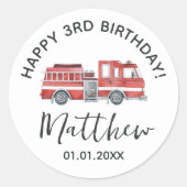 Rustikales Rotfeuerfahrzeug Happy Birthday Sticker (Vorderseite)