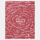 Rustikales Rotflorengarland Weihnachtsmuster Fleecedecke (Vorderseite)