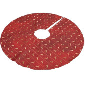 Rustikales Rotgoldstreifen-Muster Polyester Weihnachtsbaumdecke (Schrägansicht)