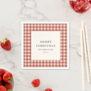 Rustikales Rotkariertes modernes Weihnachten Serviette