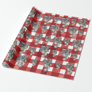 Rustikales Rotkariertes Noël Geschenkpapier