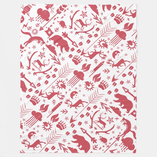 Rustikales Rotkopfbeer-Holzmuster Fleecedecke (Vorderseite)