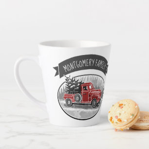 Rustikales Rotlastwagen Monogram Familienname Baue Milchtasse