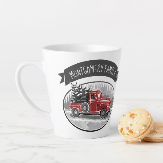 Rustikales Rotlastwagen Monogram Familienname Baue Milchtasse (Beispiel)