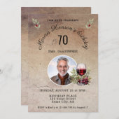 Rustikales Rotwein Glass Olive 50. Geburtstag Foto Einladung (Vorne/Hinten)