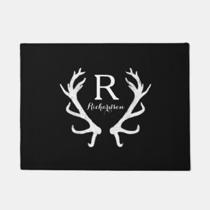 Rustikales Rotwild-Geweih-Monogramm, wählen Ihre Fußmatte