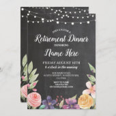 Rustikales Ruhestand Party Raufutter Flora Einladu Einladung (Vorne/Hinten)