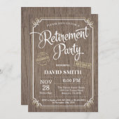 Rustikales Ruhestands-Party Einladungs-Karten-Holz Einladung (Vorne/Hinten)