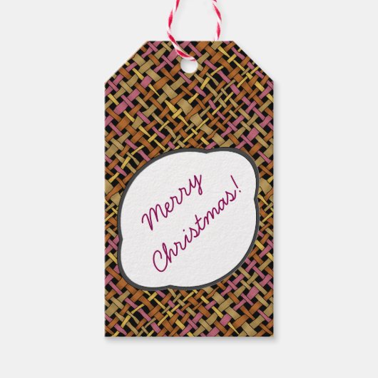 Rustikales Rumpf-Muster Pink mit Text-Gruß Geschenkanhänger (Vorderseite)