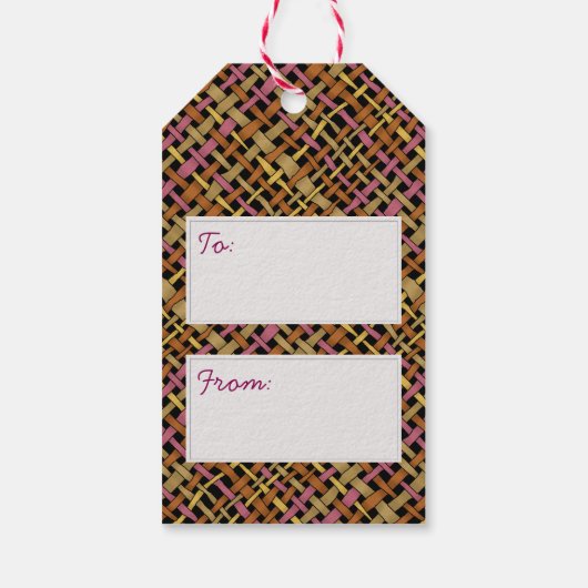 Rustikales Rumpf-Muster Pink mit Text-Gruß Geschenkanhänger (Rückseite)