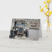 Rustikales Rustenkraftfahrzeug Foto Geburtstag Karte (Gelbe Blume)