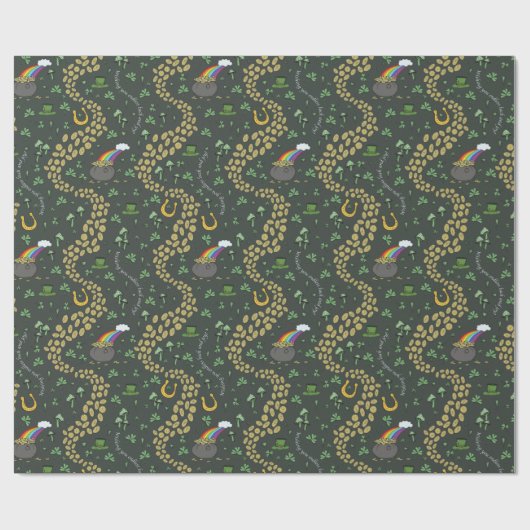 Rustikales S Pattern Green Irish Kleeblatts St Pat Geschenkpapier (Flach)