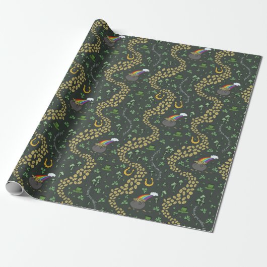 Rustikales S Pattern Green Irish Kleeblatts St Pat Geschenkpapier (Ungerollt)