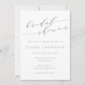 Rustikales Sage Green Botanic Script-Brautparty Einladung (Vorderseite)