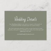 Rustikales Sage Green Moderne Lässige Hochzeitsdet Begleitkarte (Vorderseite)