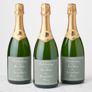 Rustikales Sage Green Wedding Names Script Cool Schaumweinetikett