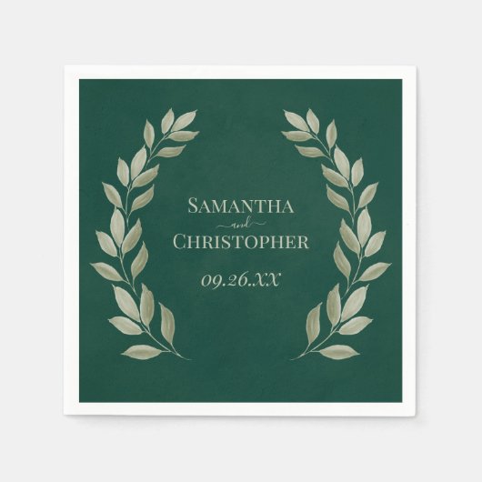 Rustikales Sage Laurel Verlasse auf der Smaragdgrü Serviette (Vorderseite)