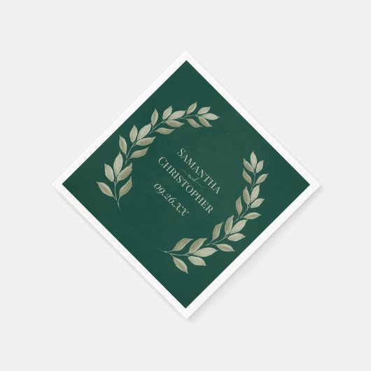 Rustikales Sage Laurel Verlasse auf der Smaragdgrü Serviette (Ecke)