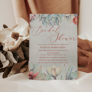 Rustikales Sage Peach Succulent Boho Brautparty Einladung