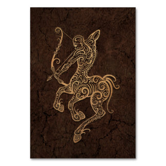 Rustikales Sagittarius Zodiac-Zeichen auf Stone-Ef Tischnummer