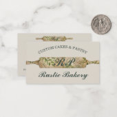 Rustikales Salbei Elfenbein Floral Roller Bäckerei Mitteilungskarte (Vorderseite/Rückseite Beispiel)