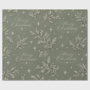 Rustikales Salbei-Grün-Kiefer-Weihnachtsverpackung Geschenkpapier