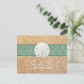 Rustikales Sand-Dollar-Grün-Leinwand-Band danken Postkarte (Stehend Vorderseite)