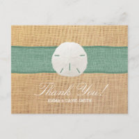 Rustikales Sand-Dollar-Grün-Leinwand-Band danken