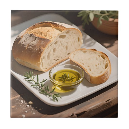 Rustikales Sauerteigbrot Olivenöl Fliese (Vorderseite)
