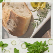 Rustikales Sauerteigbrot Olivenöl Geschirrtuch (Gefaltet)