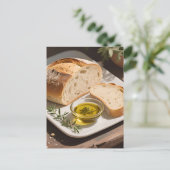 Rustikales Sauerteigbrot Olivenöl Postkarte (Stehend Vorderseite)