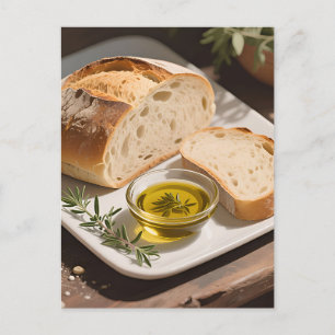 Rustikales Sauerteigbrot Olivenöl Postkarte