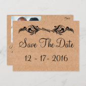 Rustikales Save the Date Brown Wedding Foto Postca Ankündigungspostkarte (Vorne/Hinten)