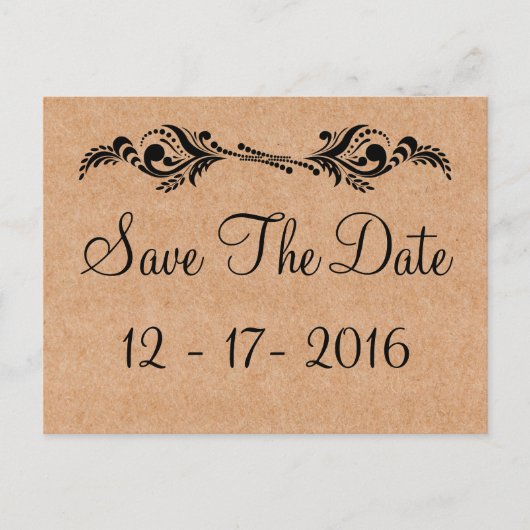 Rustikales Save the Date Brown Wedding Foto Postca Ankündigungspostkarte (Vorderseite)