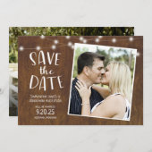 Rustikales Save the Date Country Lights Foto Einladung (Vorne/Hinten)