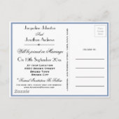 Rustikales Save the Date Dusty Blue Script Wedding Einladungspostkarte (Rückseite)