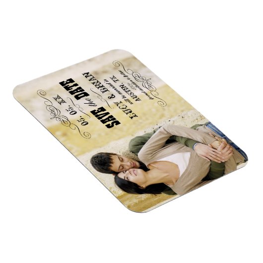 Rustikales Save the Date Foto Magnet (Rechte Seite)