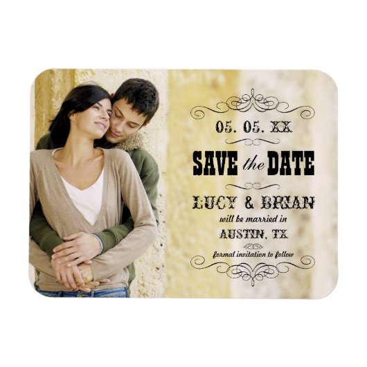 Rustikales Save the Date Foto Magnet (Horizontal)