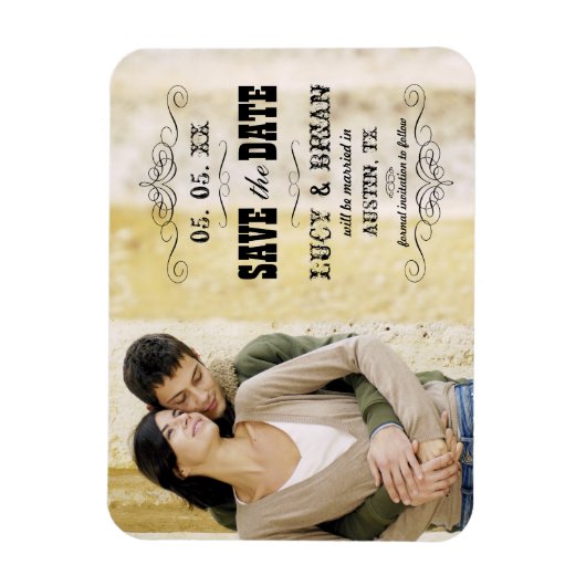 Rustikales Save the Date Foto Magnet (Vertikal)