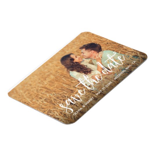 Rustikales Save the Date Foto Magnet (Linke Seite)