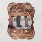Rustikales Save the Date-Wald, das Ihr Foto verhei Einladung (Vorne/Hinten)