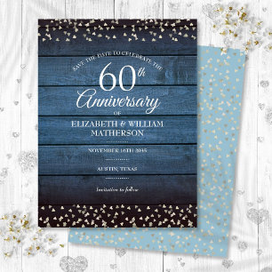 Rustikales Save the Date zum 60. diamantenen Hochz Postkarte
