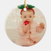 Rustikales Scandi Bow Boho Weihnachtsbaum-Foto Keramik Ornament (Hinten)