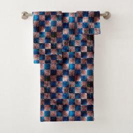 Rustikales Schach in Form von Kratzern Badhandtuch Set