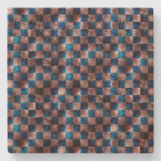 Rustikales Schach in Form von Kratzern Steinuntersetzer (Vorderseite)