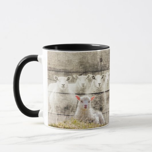 Rustikales Schaf Baby Lamm Jute Tasse (Links)