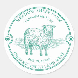 Rustikales Schaf Lamm Logo Bauernhof Feld Grün Runder Aufkleber