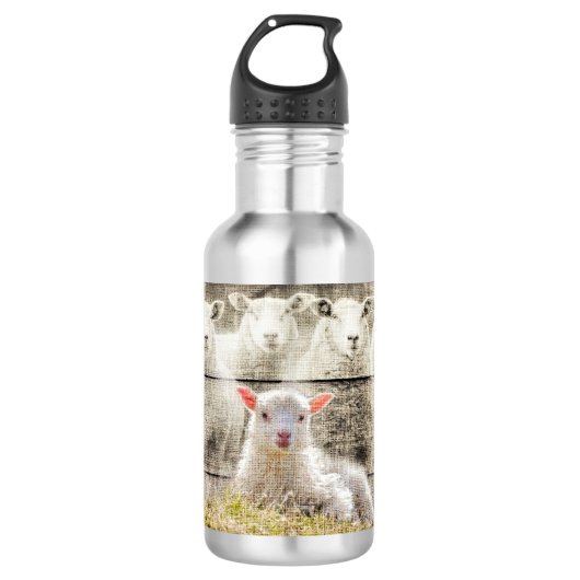 Rustikales Schafspuppel Edelstahlflasche (Vorderseite)